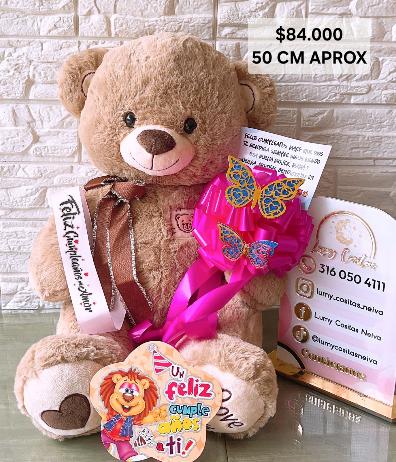 20. PELUCHE DECORADO Y PERFUMADO 🧸CON CINTA PERSONALIZADA 🧸 MOÑO Y CARTA DEDICATORIA. 😍