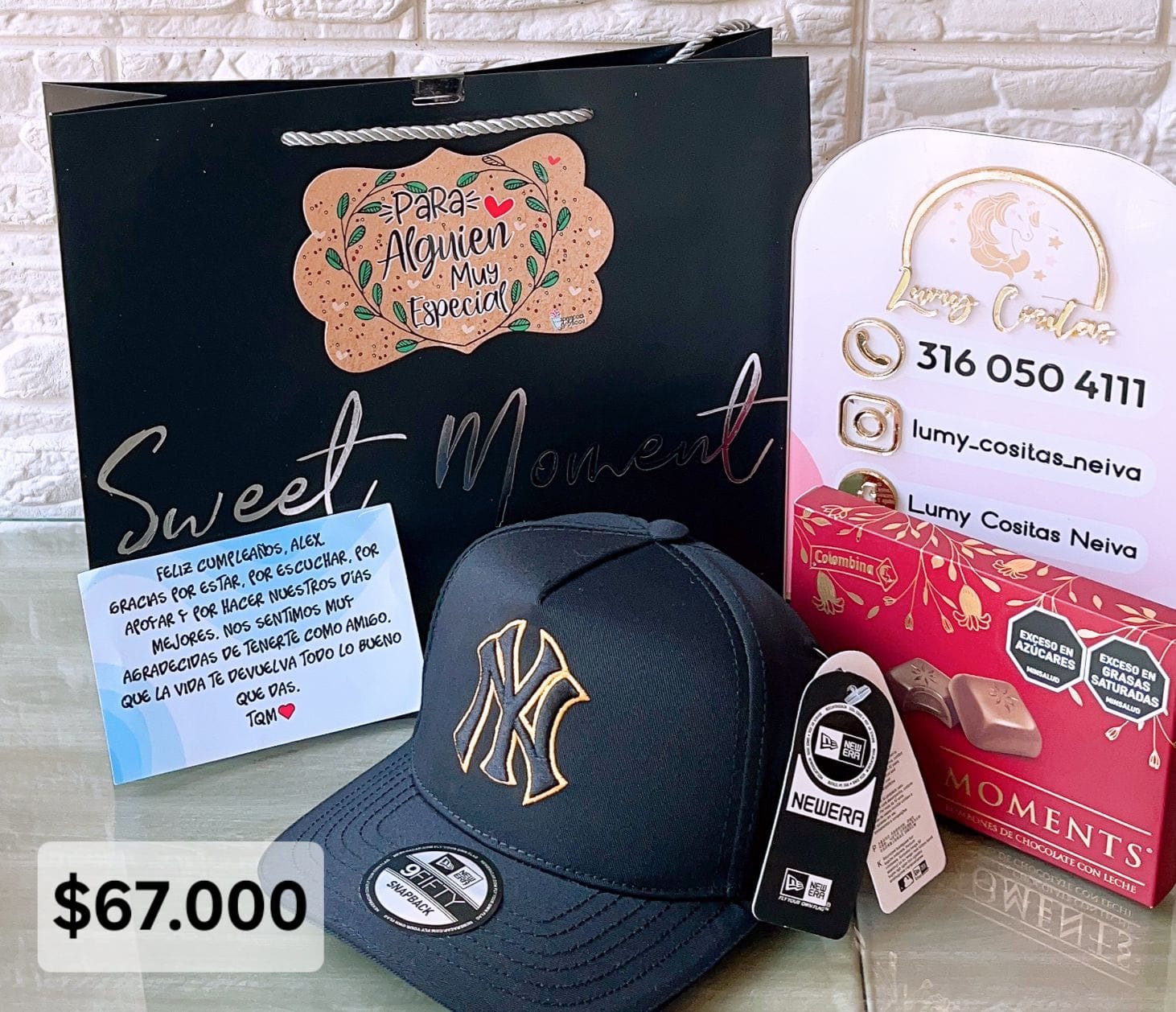 30.GORRA, CHOCOLATE Y BOLSA DE REGALO 🧢 $67.000 🍫
