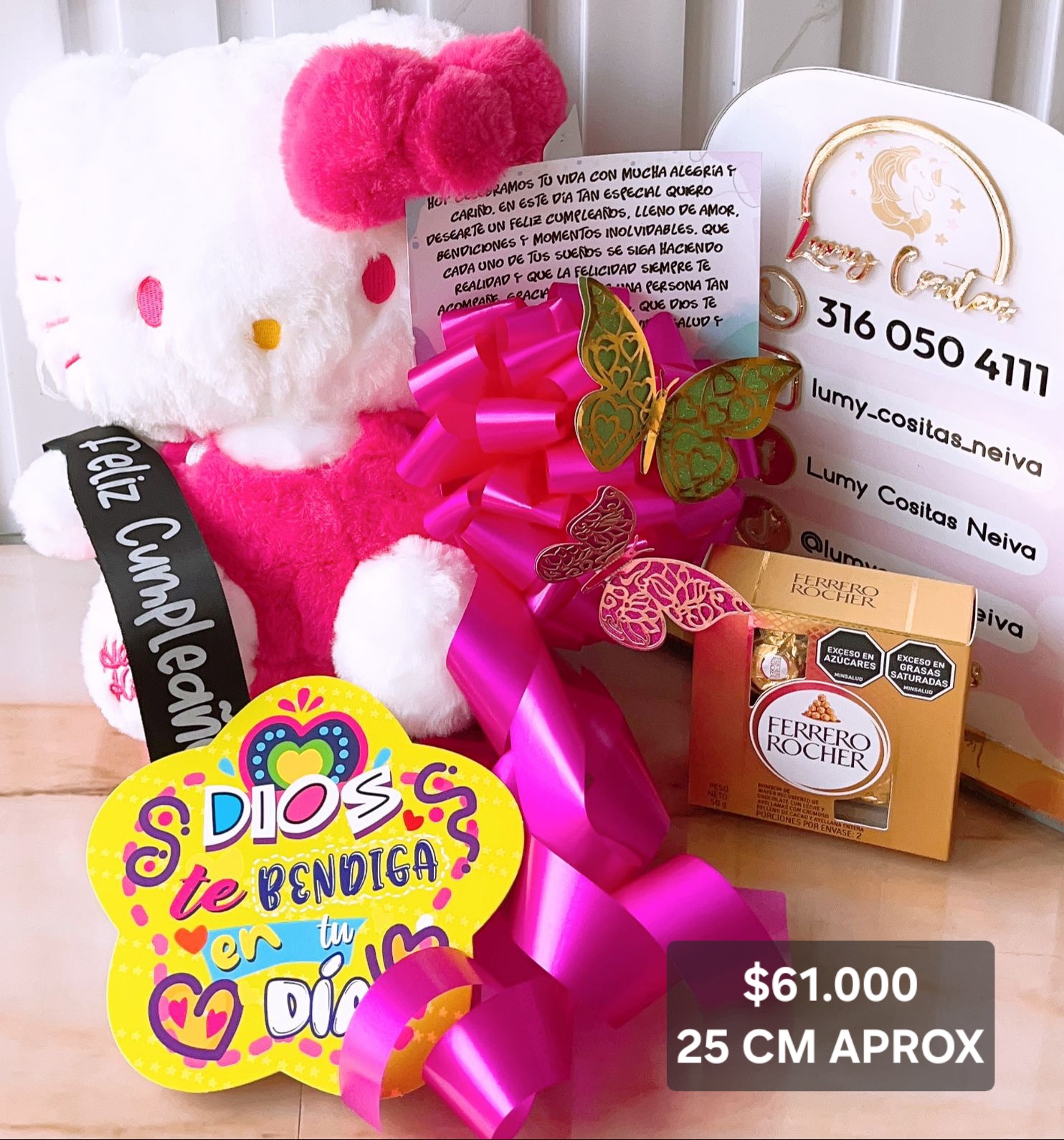 15. PELUCHE DECORADO Y PERFUMADO, CHOCOLATES 🧸CON CINTA PERSONALIZADA 🧸 MOÑO Y CARTA DEDICATORIA. 😍