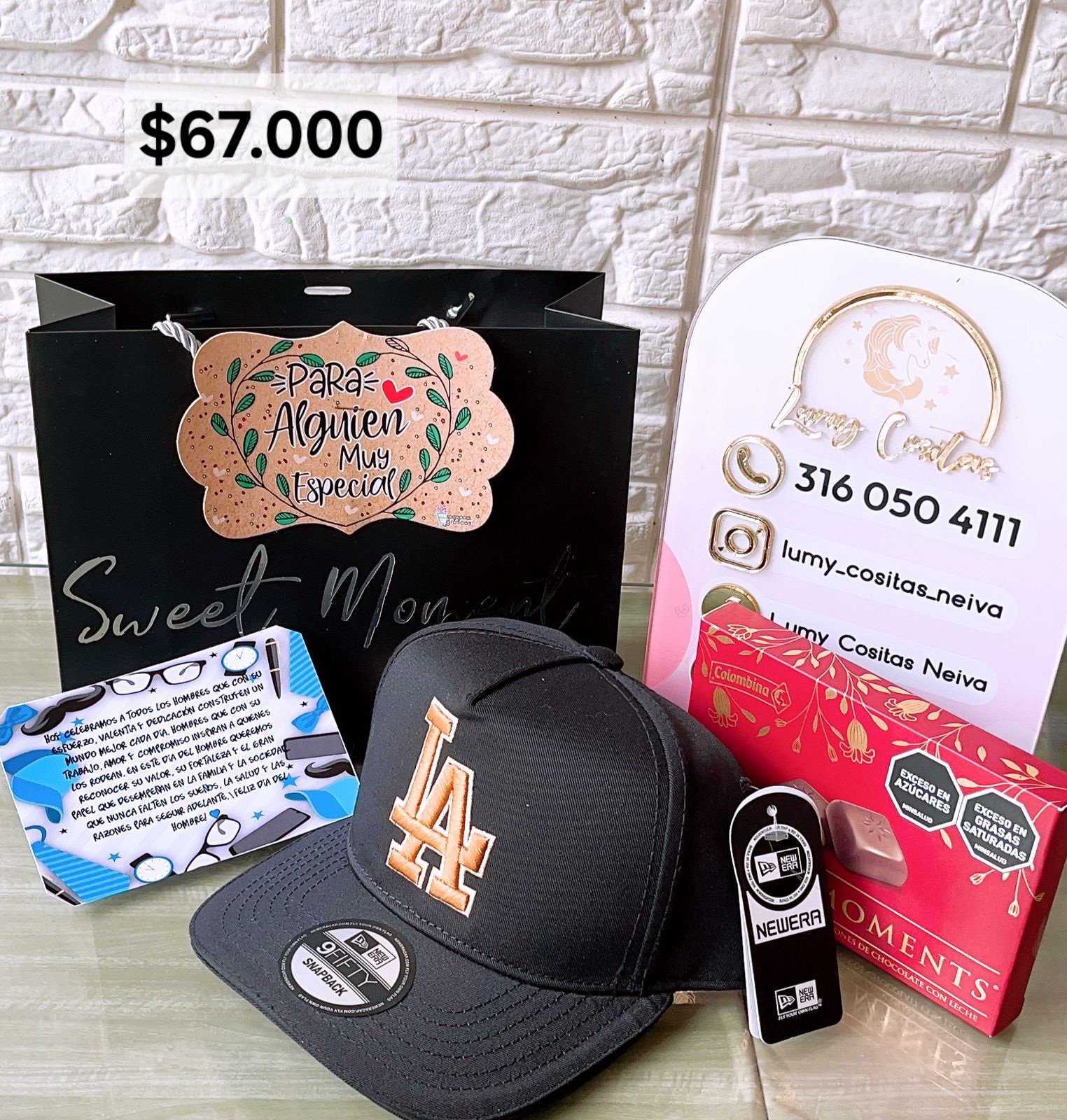 29.GORRA, CHOCOLATE Y BOLSA DE REGALO 🧢 $67.000 🍫