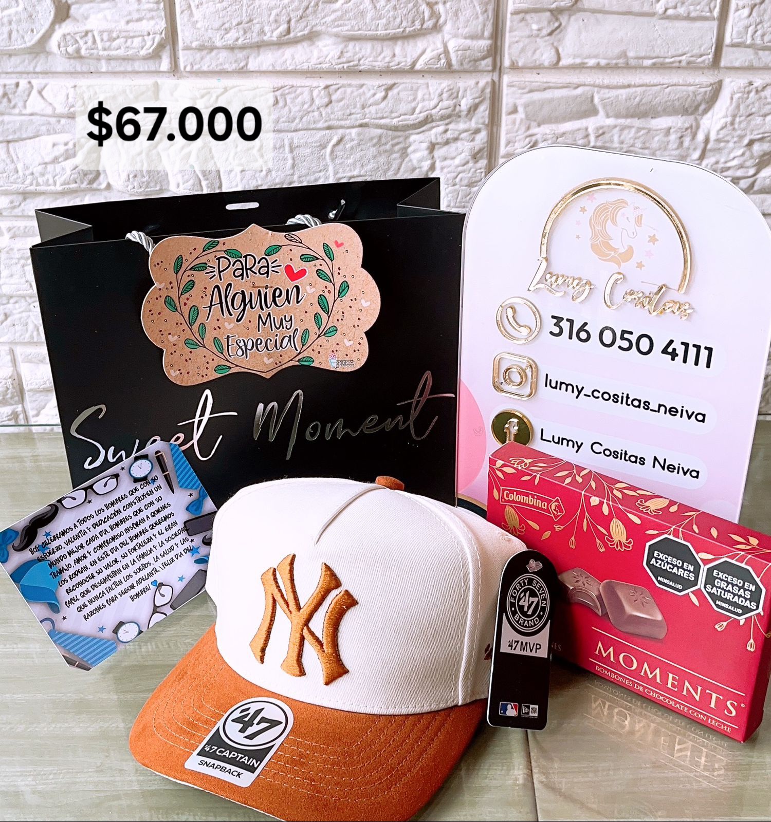 07.GORRA, CHOCOLATE Y BOLSA DE REGALO 🧢 $67.000 🍫