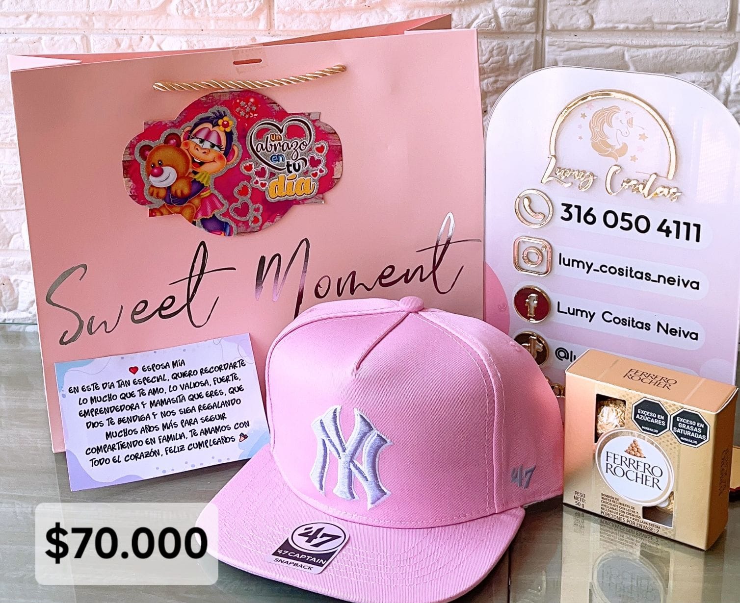 06.GORRA, CHOCOLATE Y BOLSA DE REGALO 🧢 $70.000 🍫