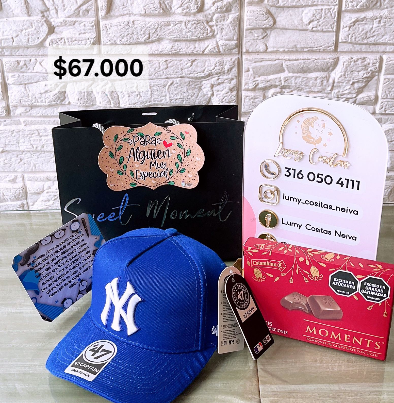 05.GORRA, CHOCOLATE Y BOLSA DE REGALO 🧢 $67.000 🍫