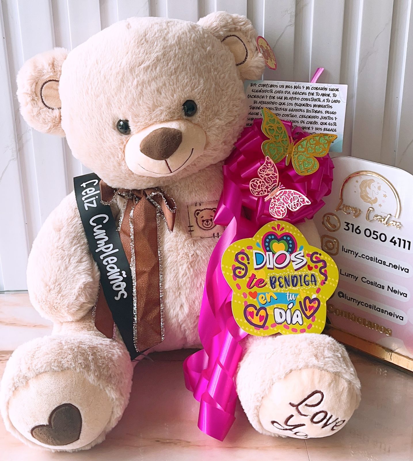 01. PELUCHE DECORADO Y PERFUMADO 🧸CON CINTA PERSONALIZADA 🧸 MOÑO Y CARTA DEDICATORIA. 😍
