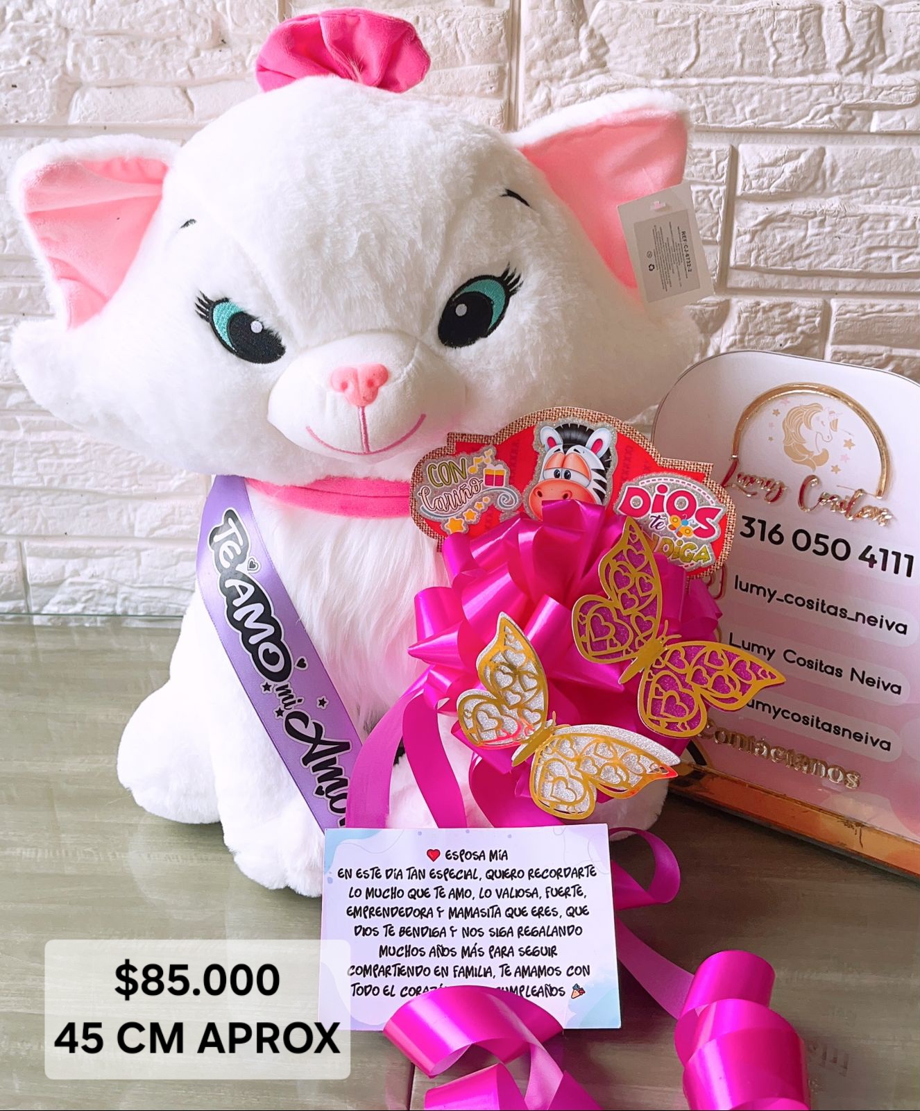 03. PELUCHE DECORADO Y PERFUMADO 🧸CON CINTA PERSONALIZADA 🧸 MOÑO Y CARTA DEDICATORIA. 😍