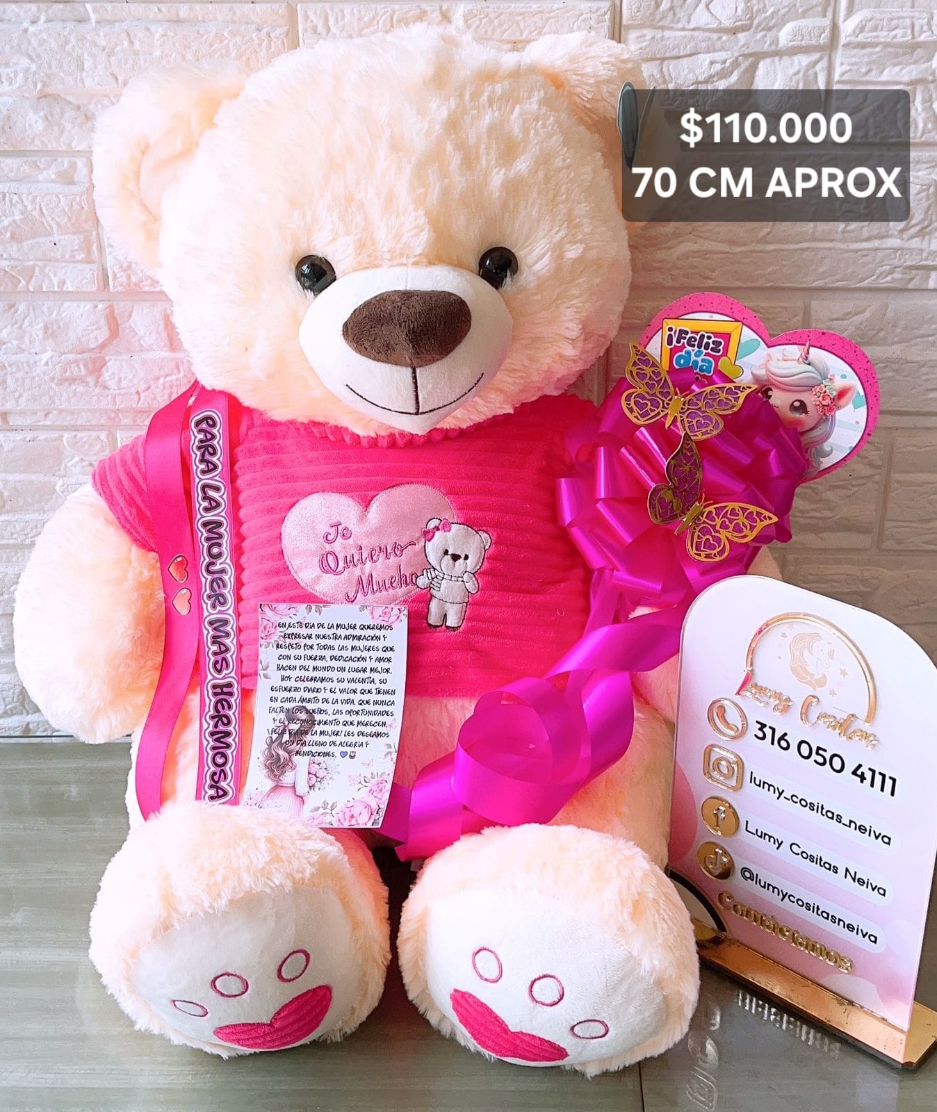 01. PELUCHE DECORADO Y PERFUMADO 🧸CON CINTA PERSONALIZADA 🧸 MOÑO Y CARTA DEDICATORIA. 😍