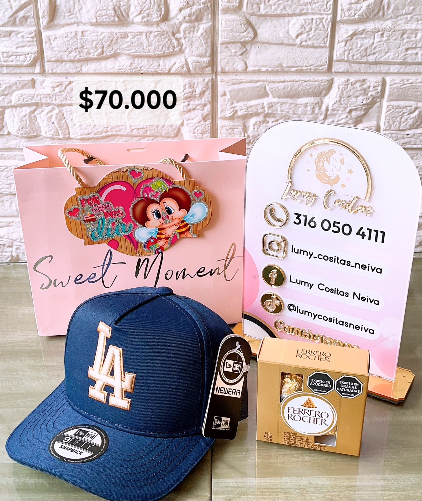 08.GORRA, CHOCOLATE Y BOLSA DE REGALO 🧢 $70.000 🍫