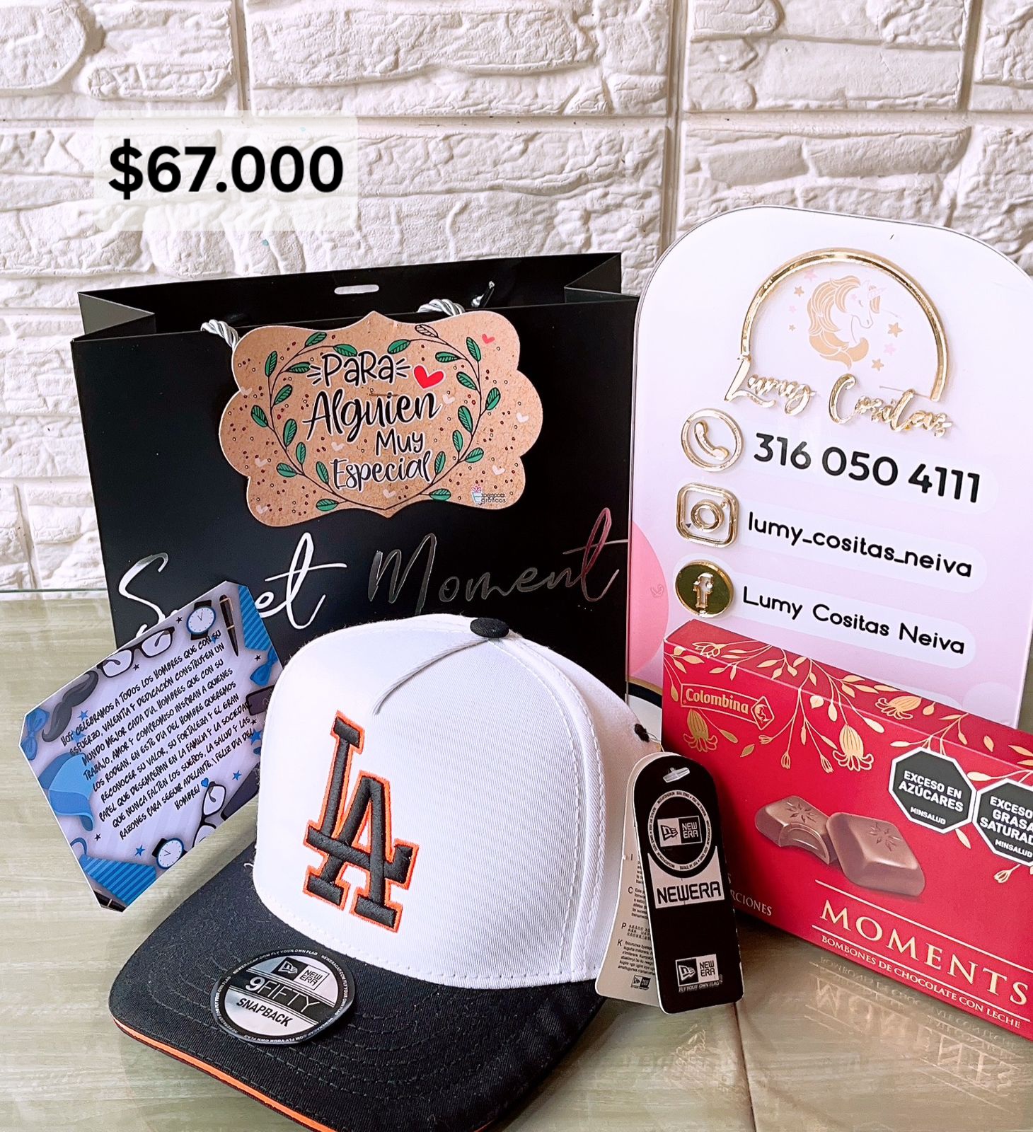 21.GORRA, CHOCOLATE Y BOLSA DE REGALO 🧢 $67.000 🍫