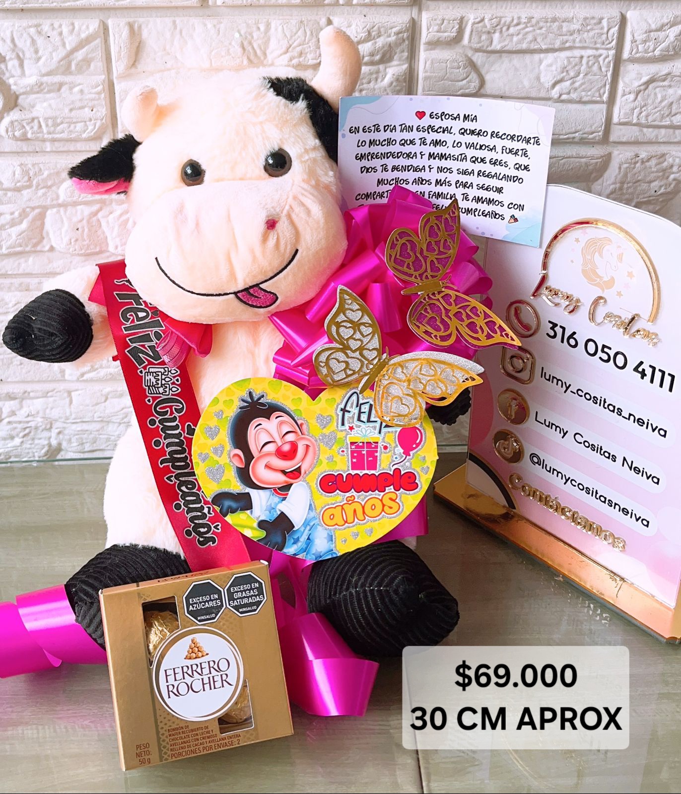 07. PELUCHE DECORADO Y PERFUMADO, CHOCOLATES 🧸CON CINTA PERSONALIZADA 🧸 MOÑO Y CARTA DEDICATORIA. 😍