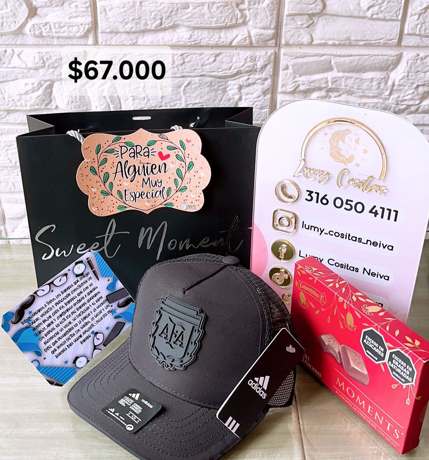27.GORRA, CHOCOLATE Y BOLSA DE REGALO 🧢 $67.000 🍫