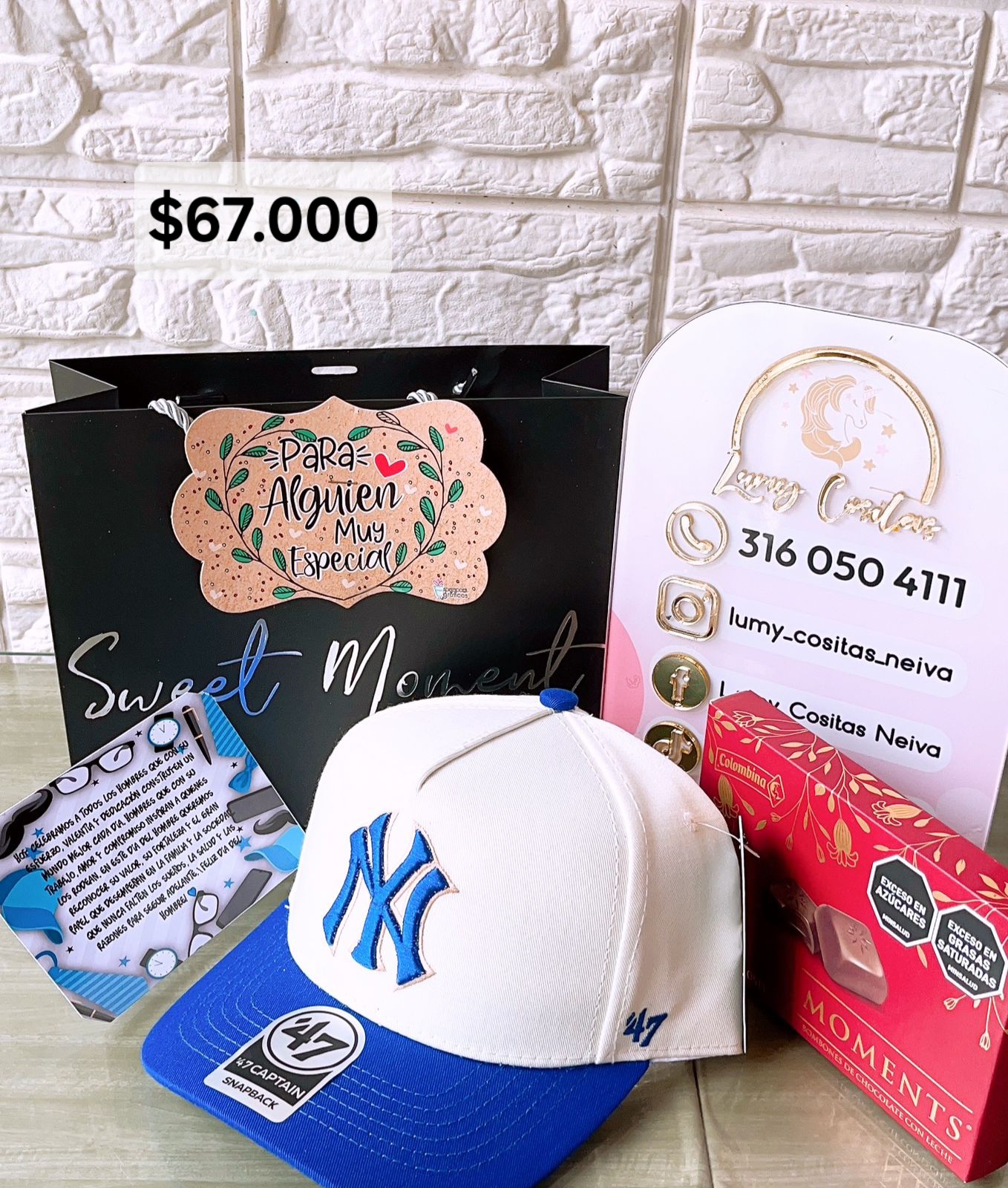 12.GORRA, CHOCOLATE Y BOLSA DE REGALO 🧢 $67.000 🍫