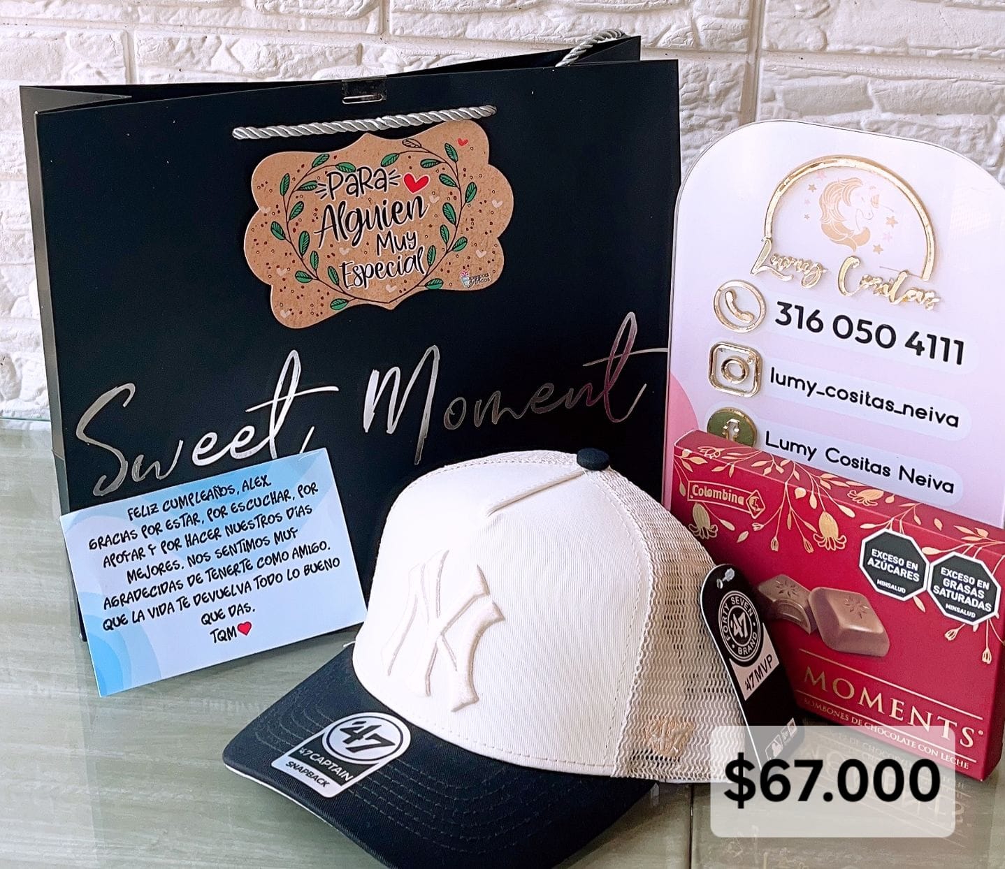 10.GORRA, CHOCOLATE Y BOLSA DE REGALO 🧢 $67.000 🍫