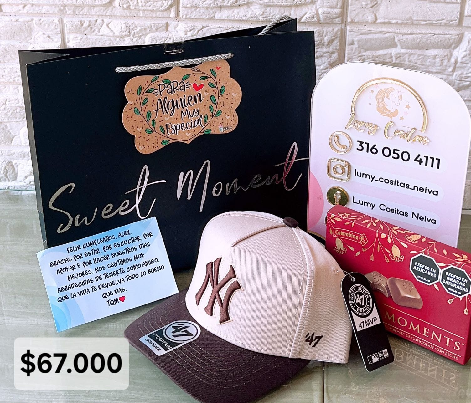 26.GORRA, CHOCOLATE Y BOLSA DE REGALO 🧢 $67.000 🍫