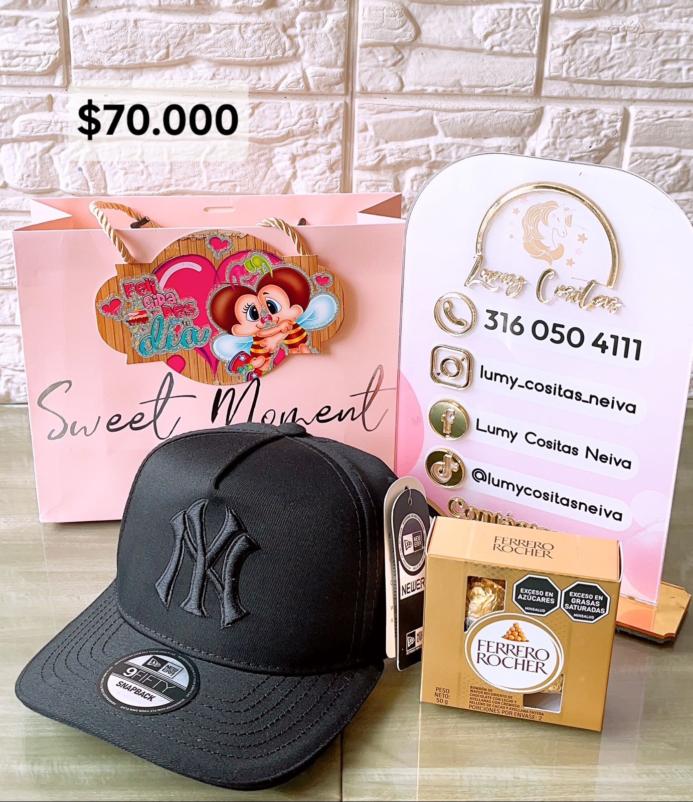 09.GORRA, CHOCOLATE Y BOLSA DE REGALO 🧢 $70.000 🍫