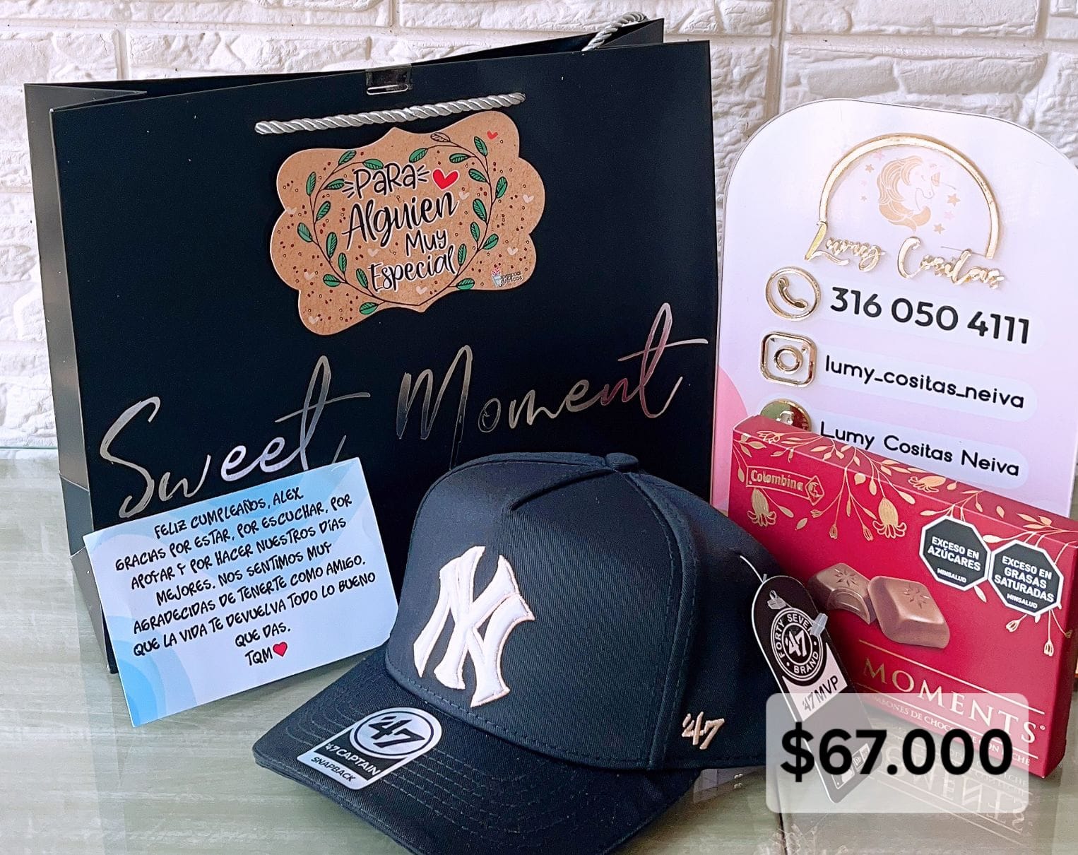 10.GORRA, CHOCOLATE Y BOLSA DE REGALO 🧢 $67.000 🍫