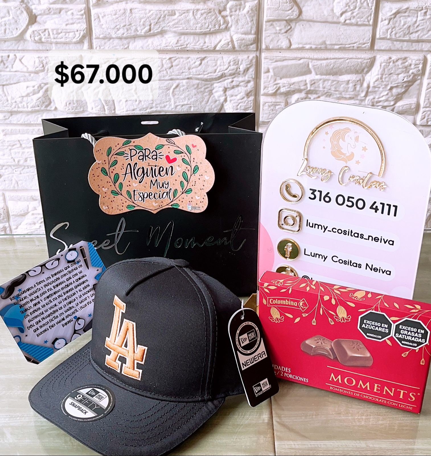 08.GORRA, CHOCOLATE Y BOLSA DE REGALO 🧢 $67.000 🍫