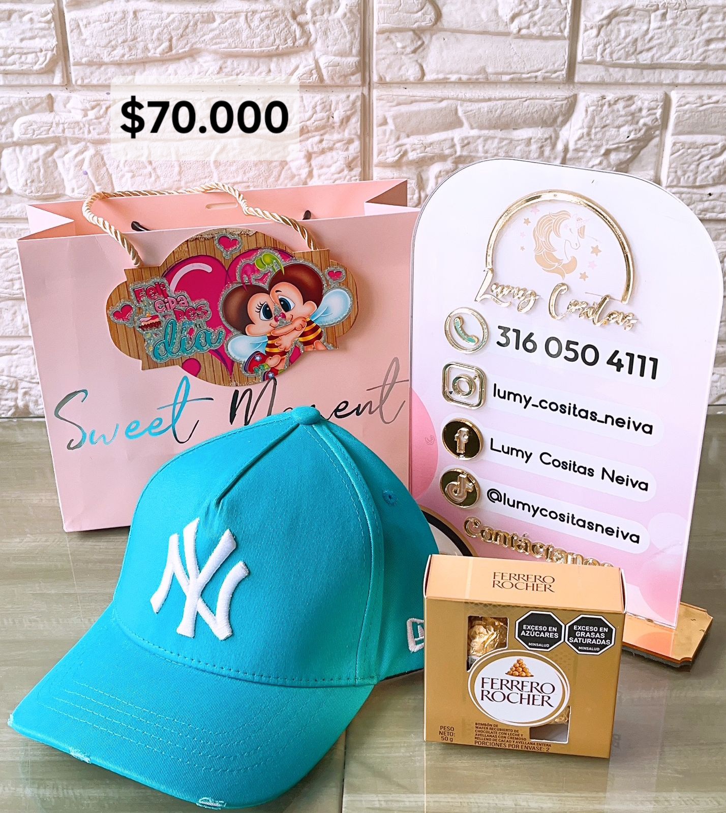 12.GORRA, CHOCOLATE Y BOLSA DE REGALO 🧢 $70.000 🍫