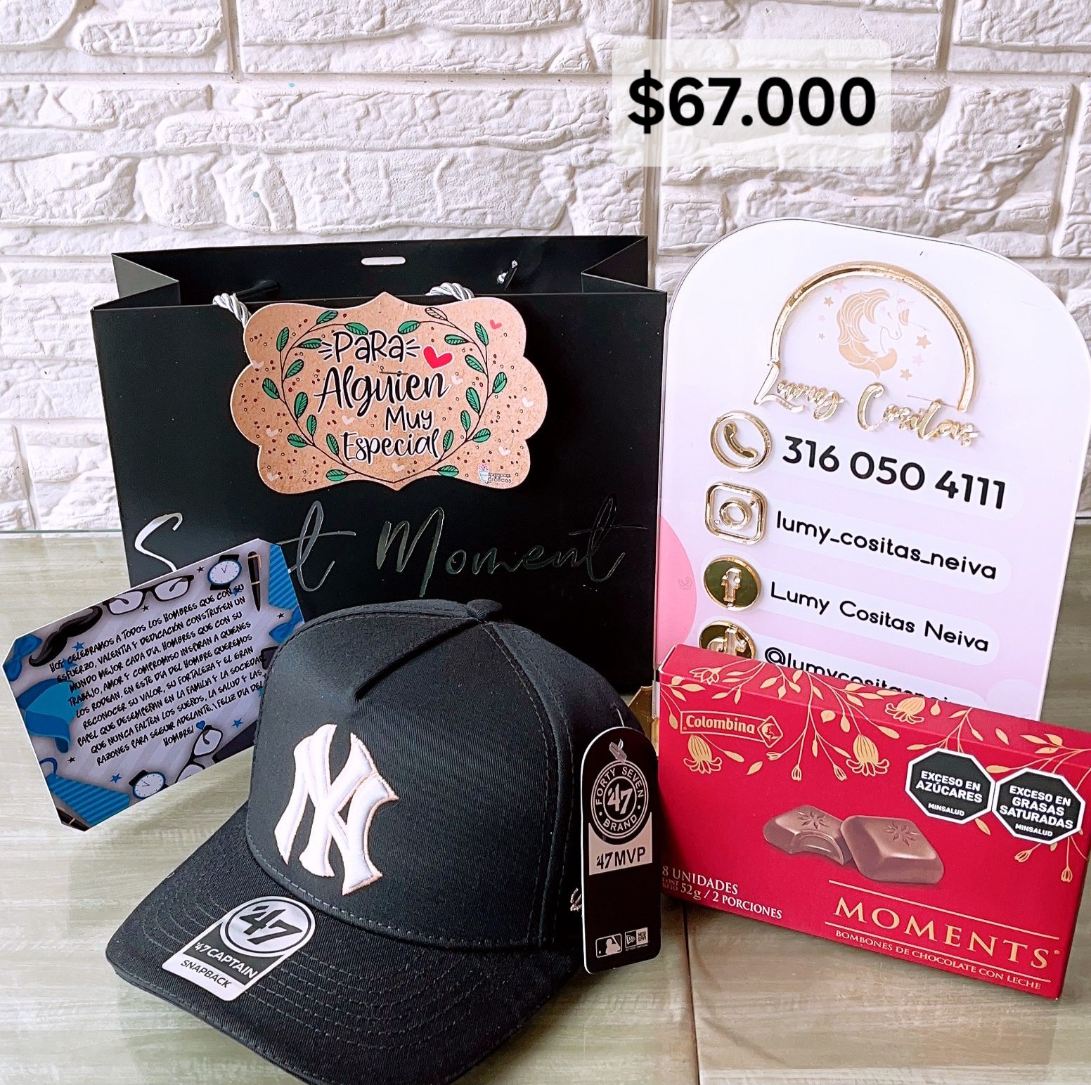 06.GORRA, CHOCOLATE Y BOLSA DE REGALO 🧢 $67.000 🍫