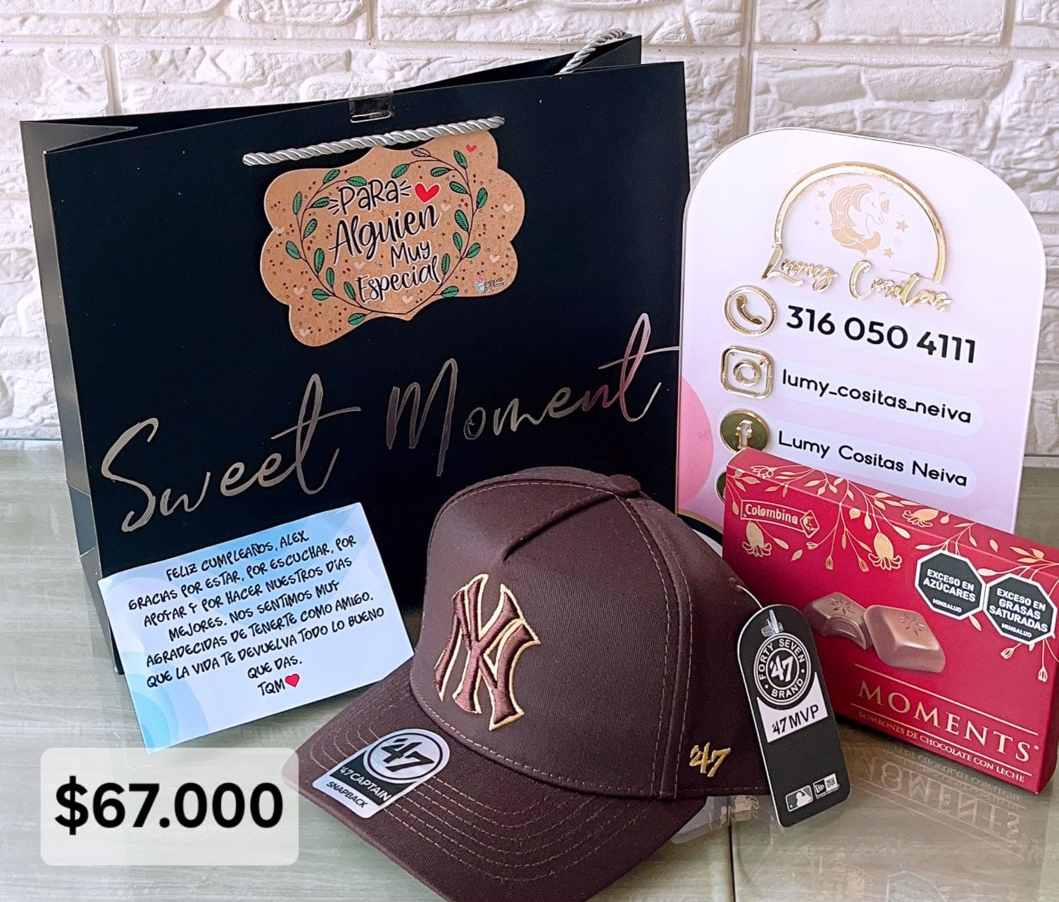 17.GORRA, CHOCOLATE Y BOLSA DE REGALO 🧢 $67.000 🍫