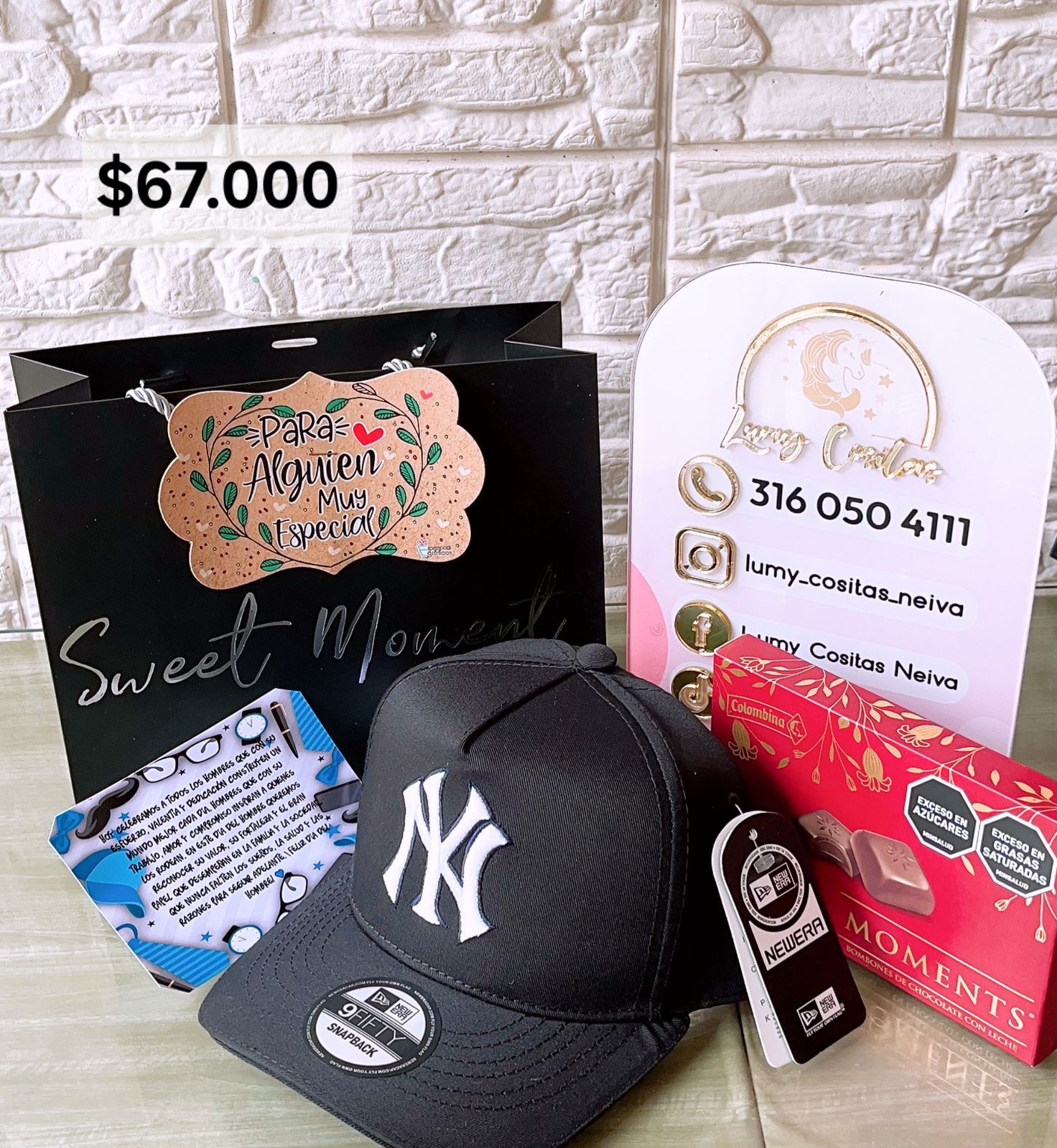 28.GORRA, CHOCOLATE Y BOLSA DE REGALO 🧢 $67.000 🍫